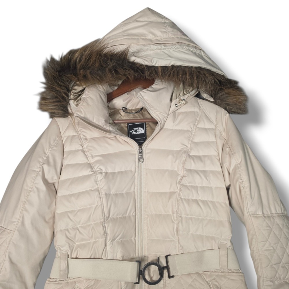 The North Face 600 Goose Down Belted Faux Fur Hood Puffer Jacket Womens Med A64M - Picture 3 of 10